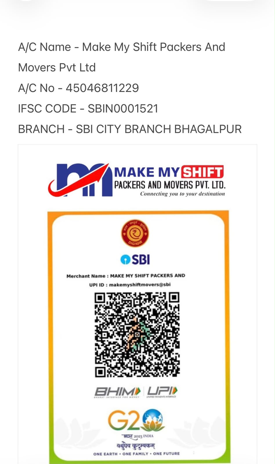 Official Payment QR Code & Bank Details
